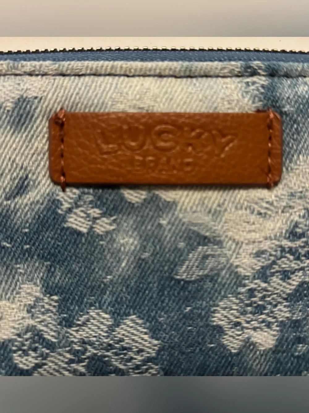 Lucky Brand denim floral wristlet wallet - NWT